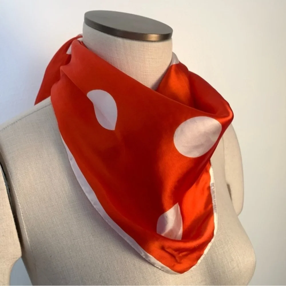 Vintage orange and white square scarf polka dot